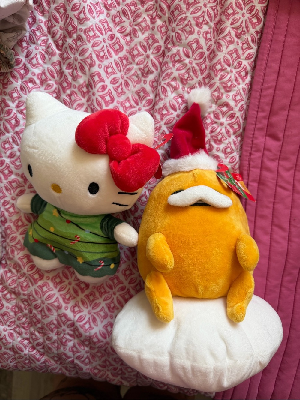 NWT Sanrio Hello Kitty Christmas Tree and Santa Gudetama Christmas Plushies